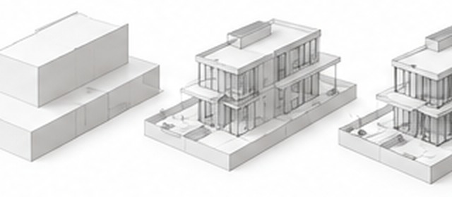 Architectural massing study in a three-dimensional model